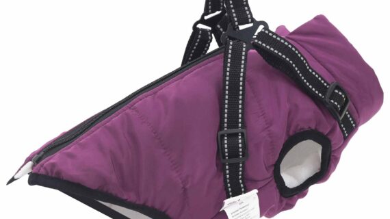 vidaXL Psí kabát Fialová L24 Flís a polyester-1