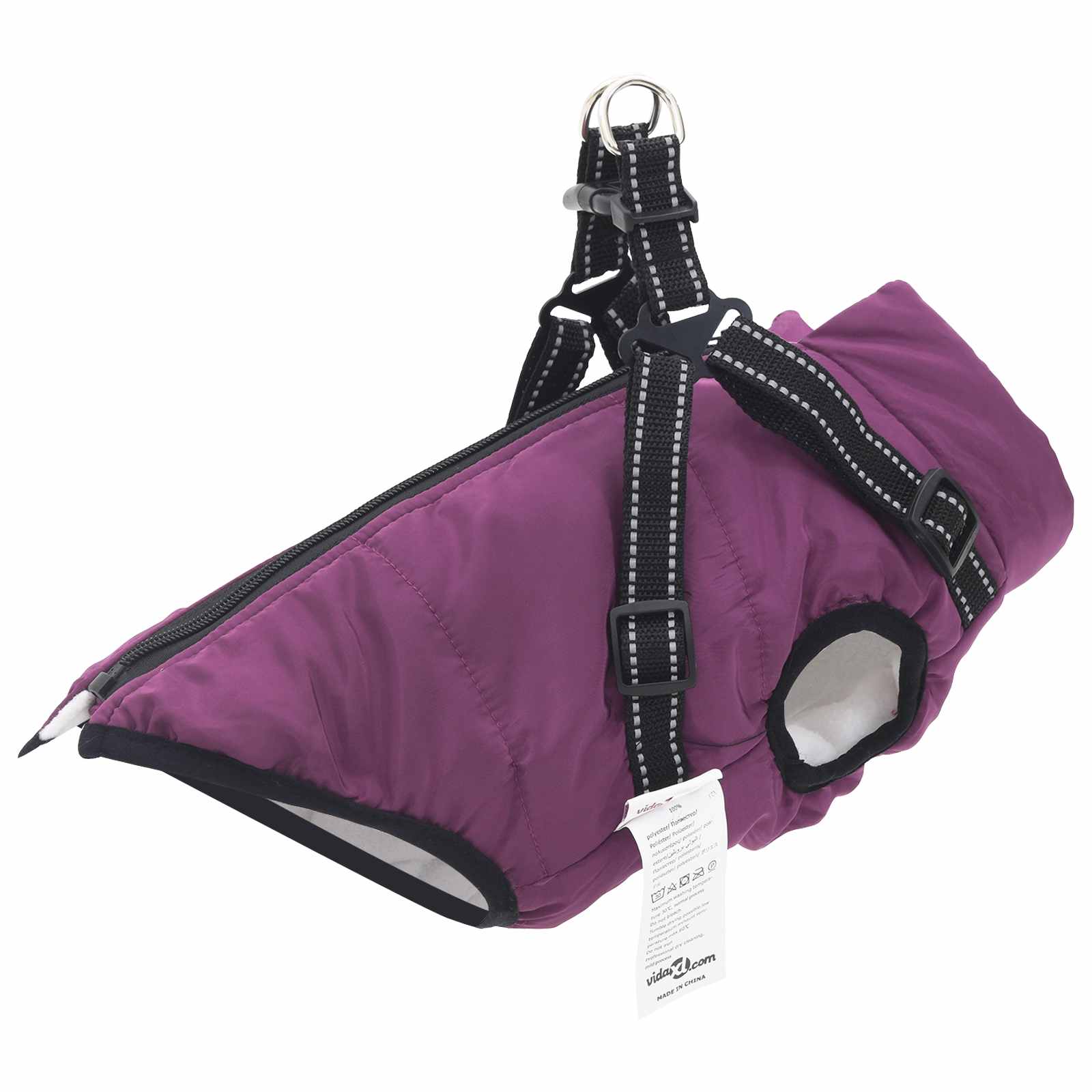 vidaXL Psí kabát Fialová L36 Flís a polyester-1