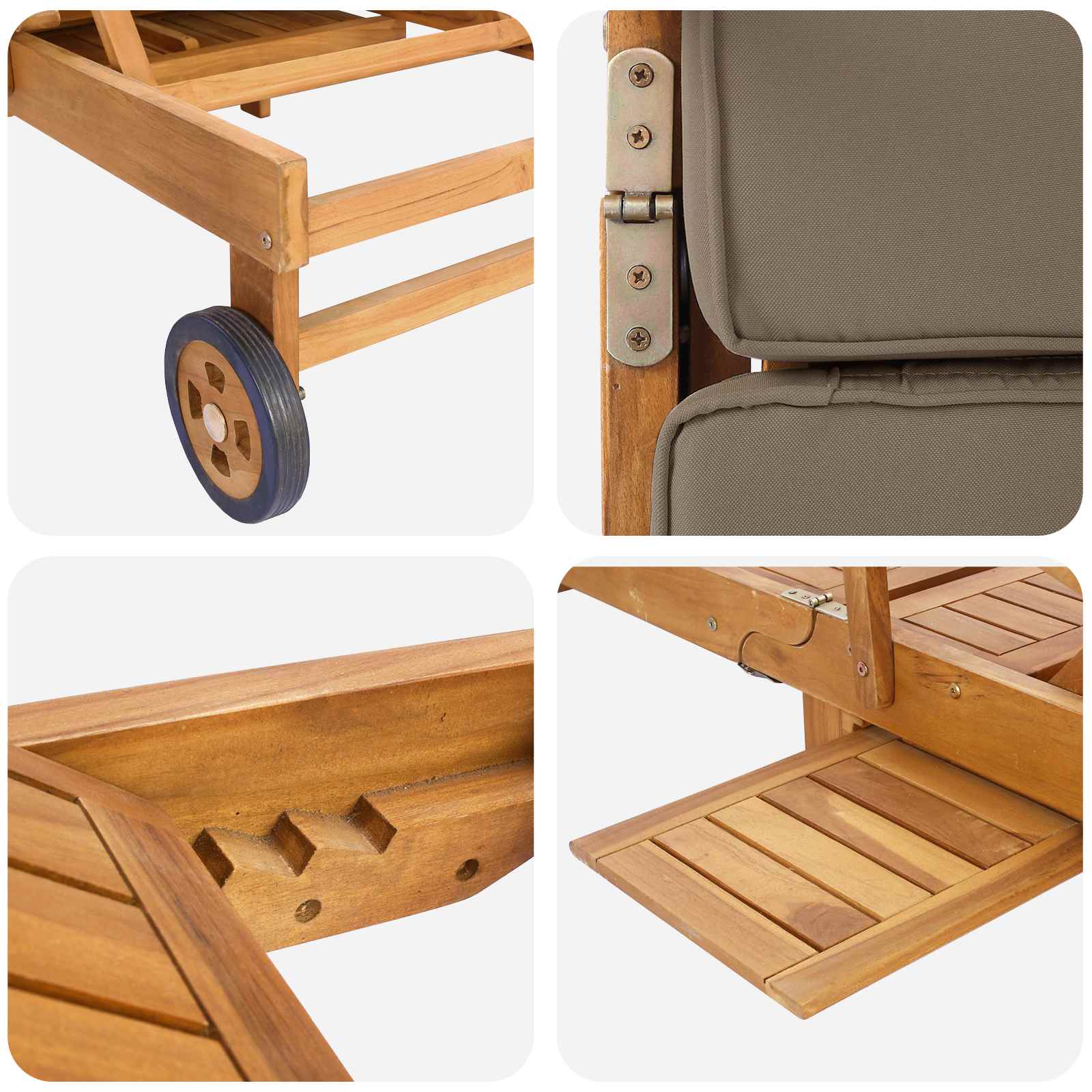 vidaXL Ležadlo s vankúšom 100% polyester a masívny teak-7