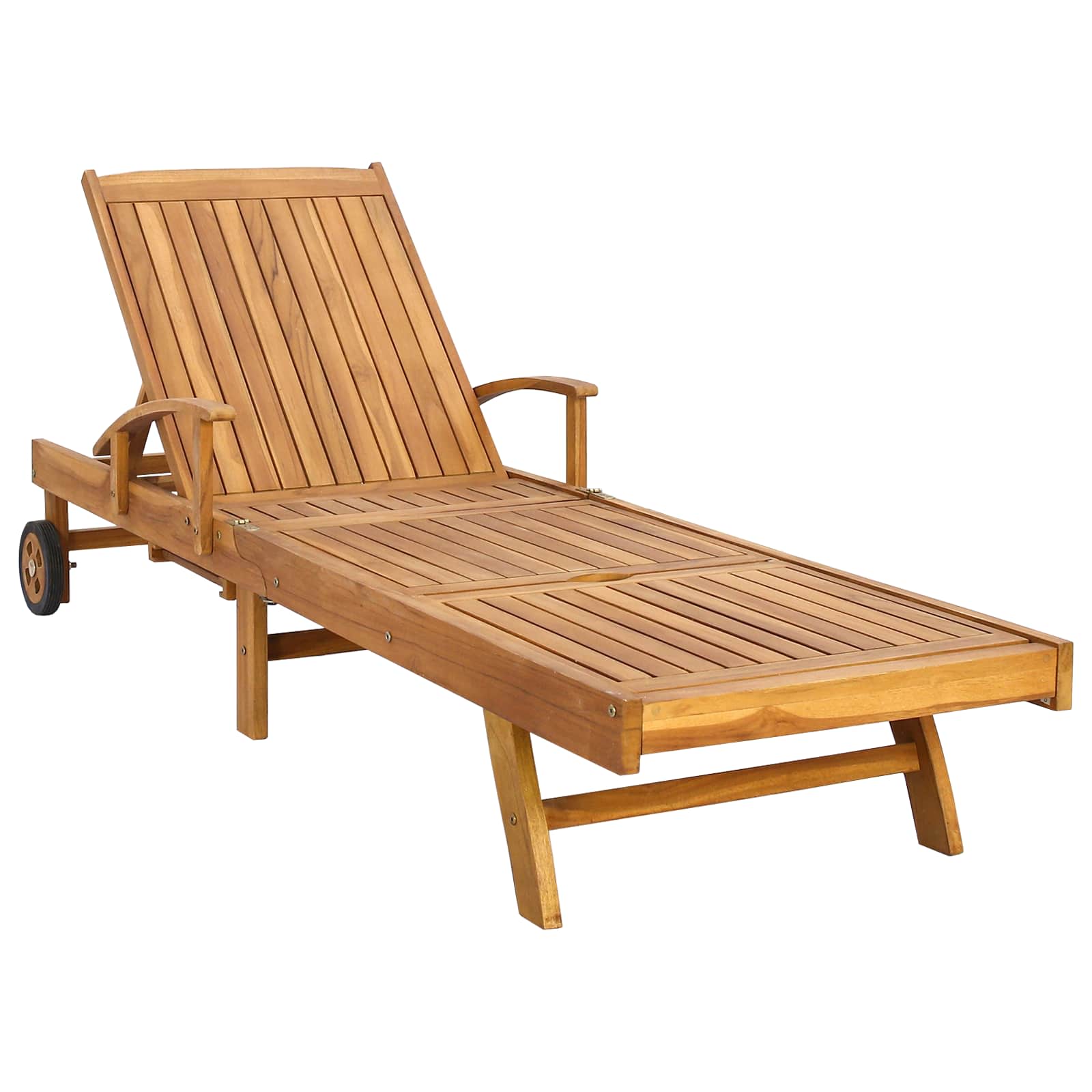 vidaXL Ležadlo s vankúšom 100% polyester a masívny teak-3