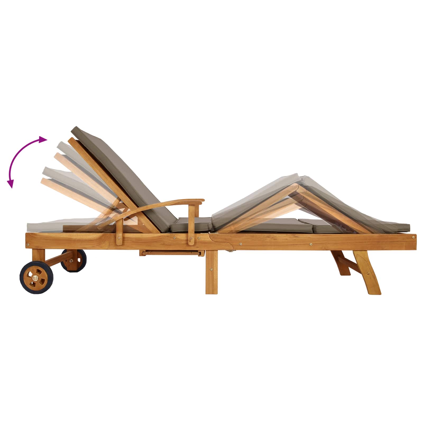 vidaXL Ležadlo s vankúšom 100% polyester a masívny teak-9