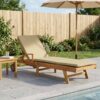 vidaXL Ležadlo s vankúšom 100% polyester a masívny teak-1