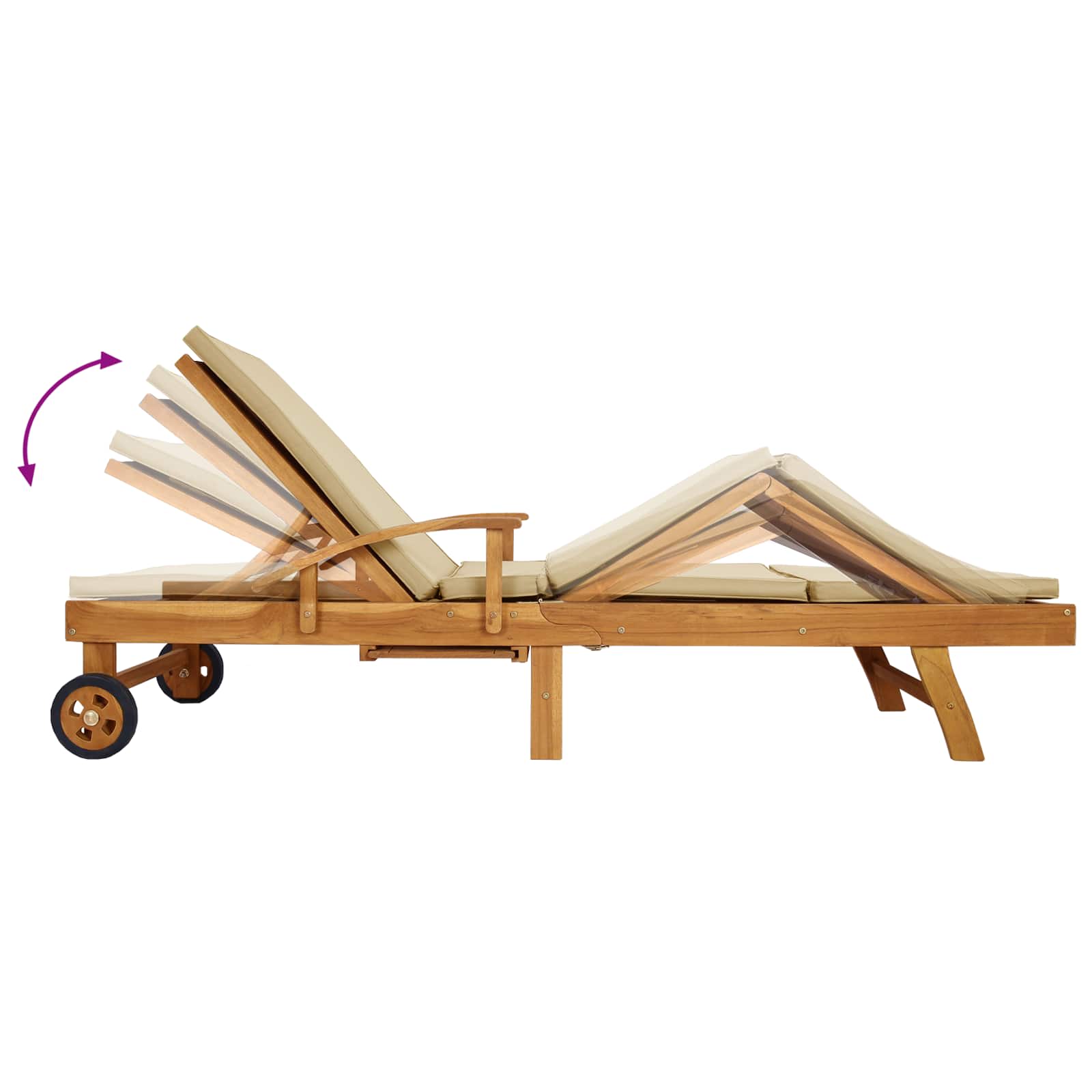 vidaXL Ležadlo s vankúšom 100% polyester a masívny teak-9