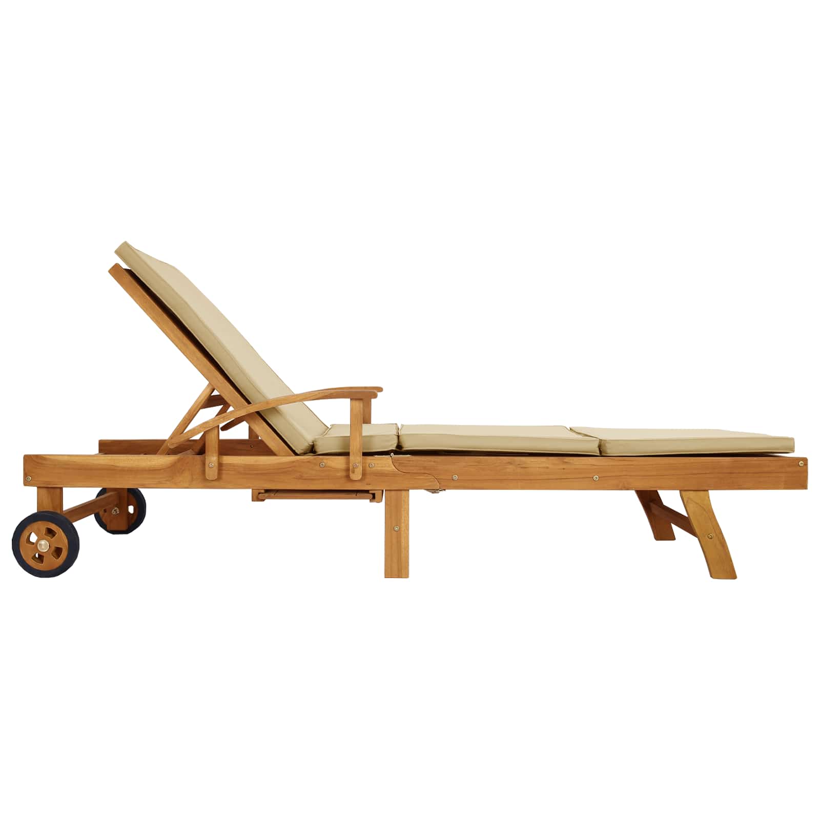 vidaXL Ležadlo s vankúšom 100% polyester a masívny teak-5