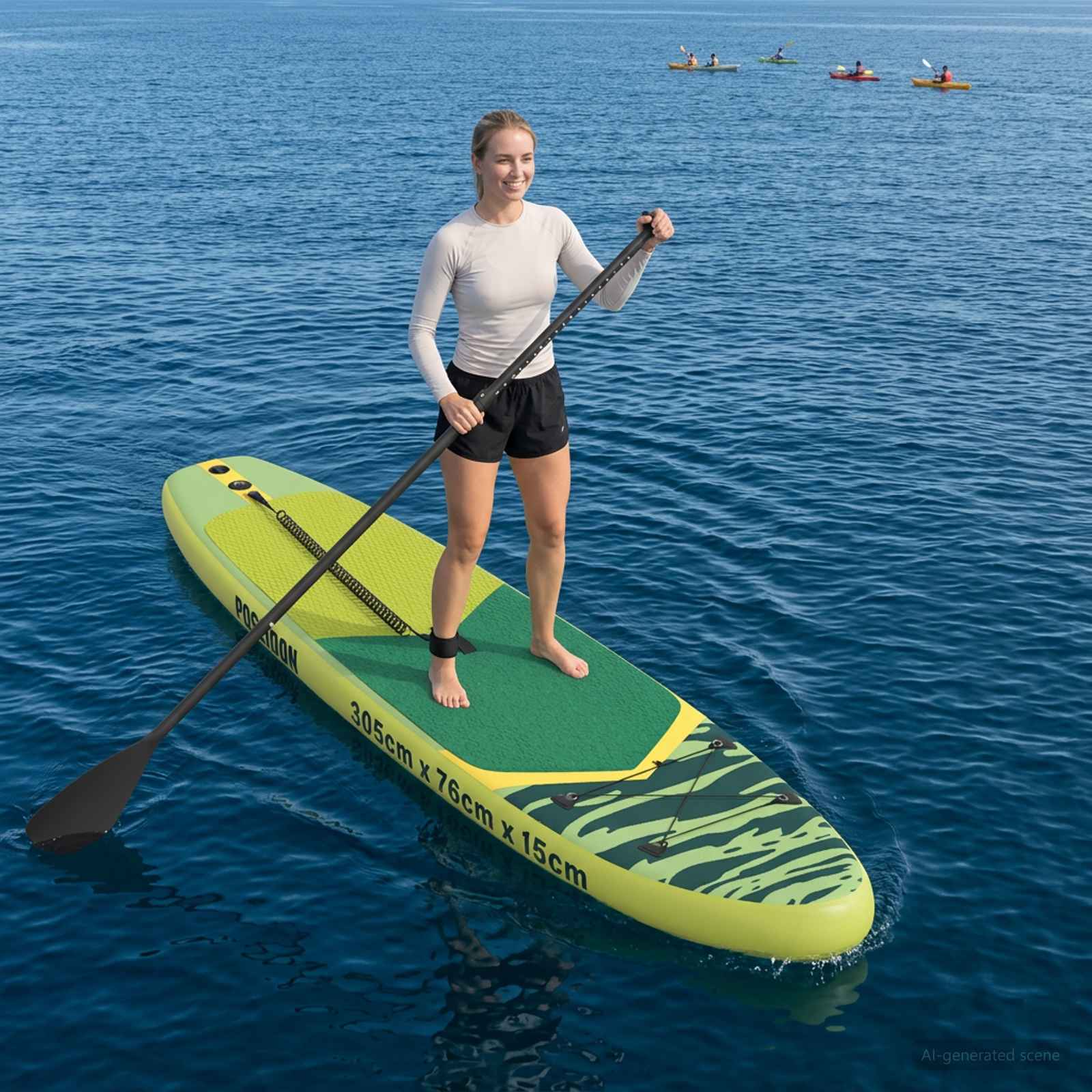 vidaXL Nafukovací paddleboard POSEIDON 305 x 76 x 15 cm Zelená pre-1