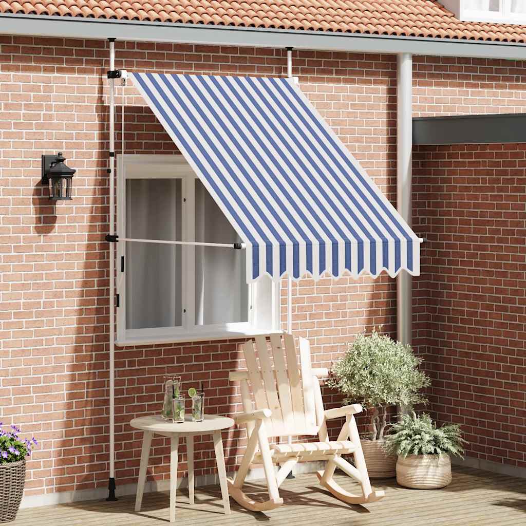 vidaXL Ručne zaťahovacia markíza, 150 cm, modro-biele pásiky-1