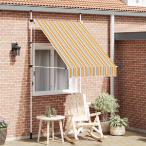 vidaXL Ručne zaťahovacia markíza, 150 cm, žlto-modré pásiky-1