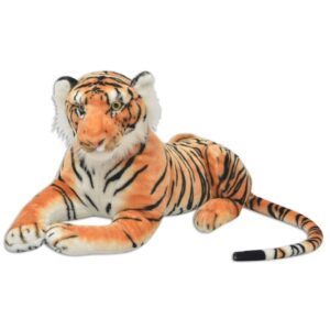vidaXL Hračka plyšový tiger, hnedý, XXL-1