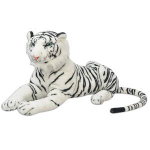 vidaXL Hračka plyšový tiger, biely, XXL-1