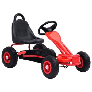 vidaXL Detská šľapacia motokára s pneumatikami, červená-1
