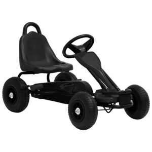 vidaXL Detská šľapacia motokára s pneumatikami, čierna-1