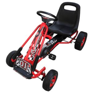 Červený pedálový go-kart s nastaviteľným sedadlom-1