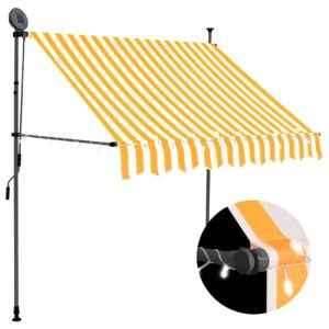 vidaXL Ručne zaťahovacia markíza s LED 100 cm, bielo oranžová-1