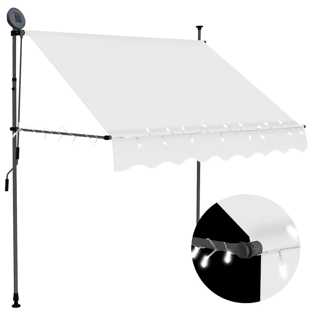 vidaXL Ručne zaťahovacia markíza s LED 100 cm, krémová-1