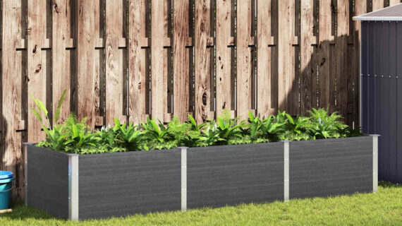 vidaXL Záhradná vyvýšená posteľ šedá 300x100x54 cm WPC-1