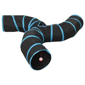 vidaXL Mačací tunel 3-cestný čierno-modrý 25 cm polyester-1