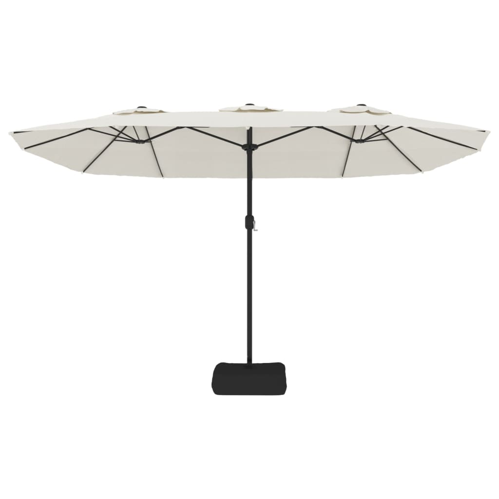 vidaXL Záhradný slnečník, dvojitá strieška+LED, pieskový 449x265 cm-5
