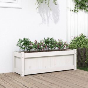 vidaXL Záhradný kvetináč biely 90x31x31 cm borovicový masív-1