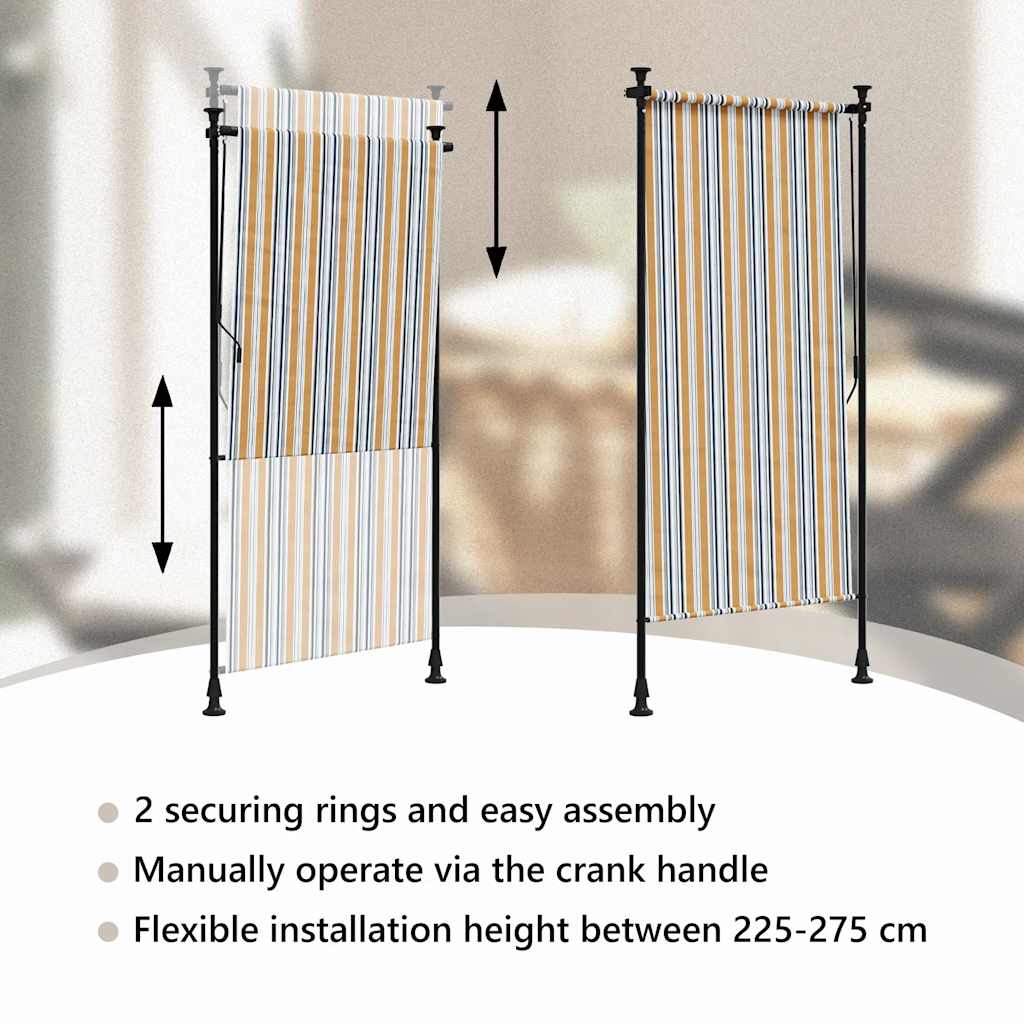 vidaXL Vonkajšia roleta žlto-biela 100x270 cm látka a oceľ-11