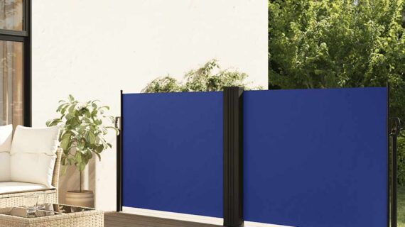 vidaXL Zaťahovacia bočná markíza, modrá 120x600 cm-1