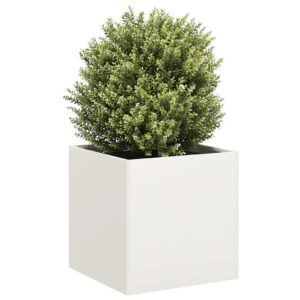VidaXL kvetináč Biela 40x40x40 cm Oceľ valcovaná za studena-1