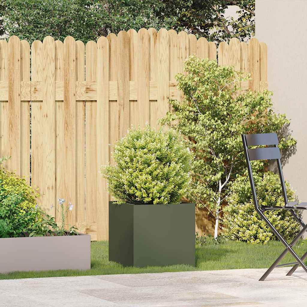 VidaXL kvetináč Olive Green 40x40x40 cm Oceľ valcovaná za studena-3
