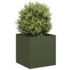 VidaXL kvetináč Olive Green 40x40x40 cm Oceľ valcovaná za studena-1