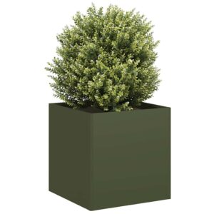 VidaXL kvetináč Olive Green 40x40x40 cm Oceľ valcovaná za studena-1