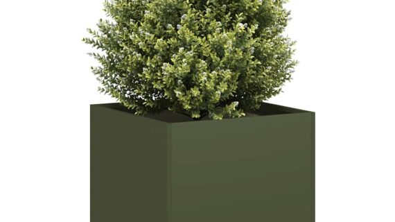 VidaXL kvetináč Olive Green 40x40x40 cm Oceľ valcovaná za studena-1