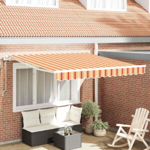 vidaXL Sklopná markíza Žltá a oranžová 300 x 250 cm Tkanina a hliník-1