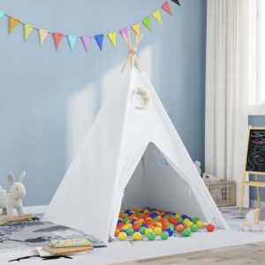 vidaXL Teepee stan Biela 120 x 120 x 150 cm Textil a plast-1