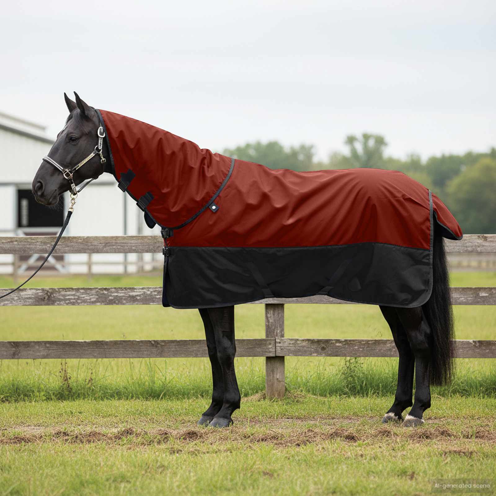 vidaXL Plášť pre kone Bordová a čierna 75 cm Polyester-1