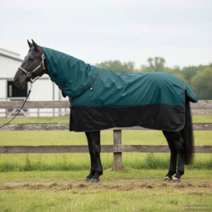 vidaXL Plášť pre kone Tmavozelená a čierna 75 cm Polyester-1
