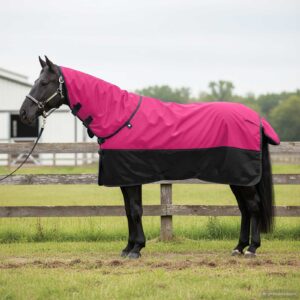 vidaXL Plášť pre kone Ružová a čierna 75 cm Polyester-1