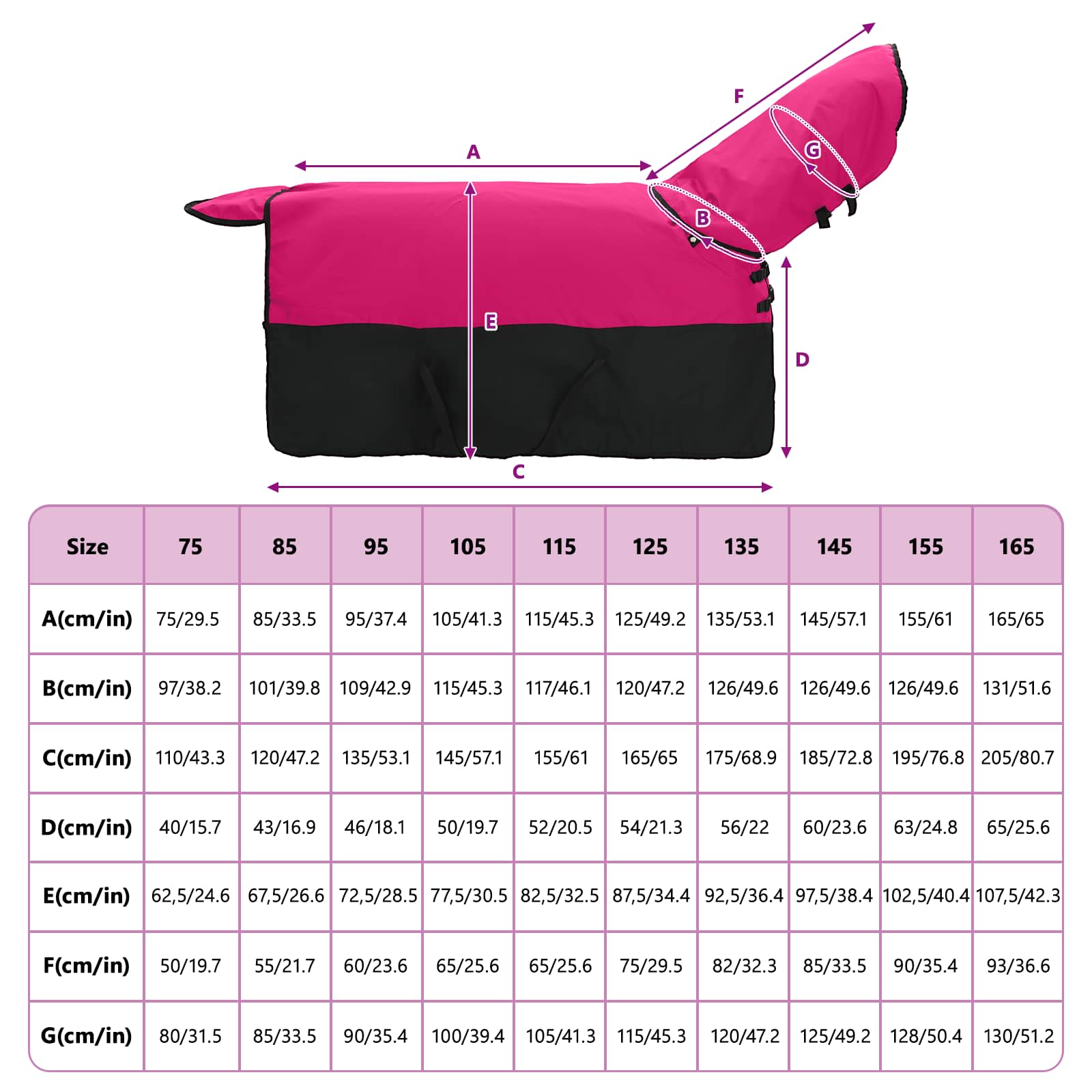 vidaXL Plášť pre kone Ružová a čierna 75 cm Polyester-9
