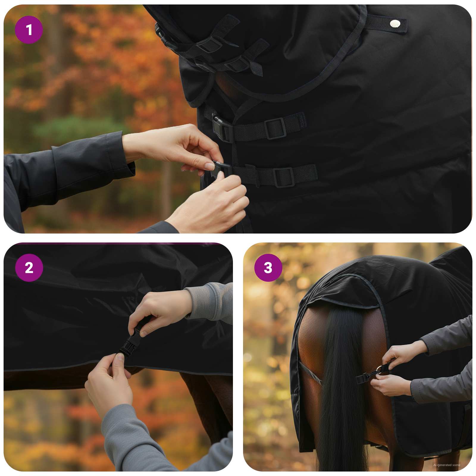 vidaXL Plášť pre kone Úplne čierna 75 cm Polyester-11