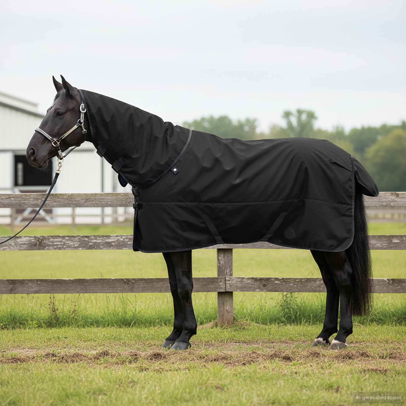 vidaXL Plášť pre kone Úplne čierna 75 cm Polyester-1