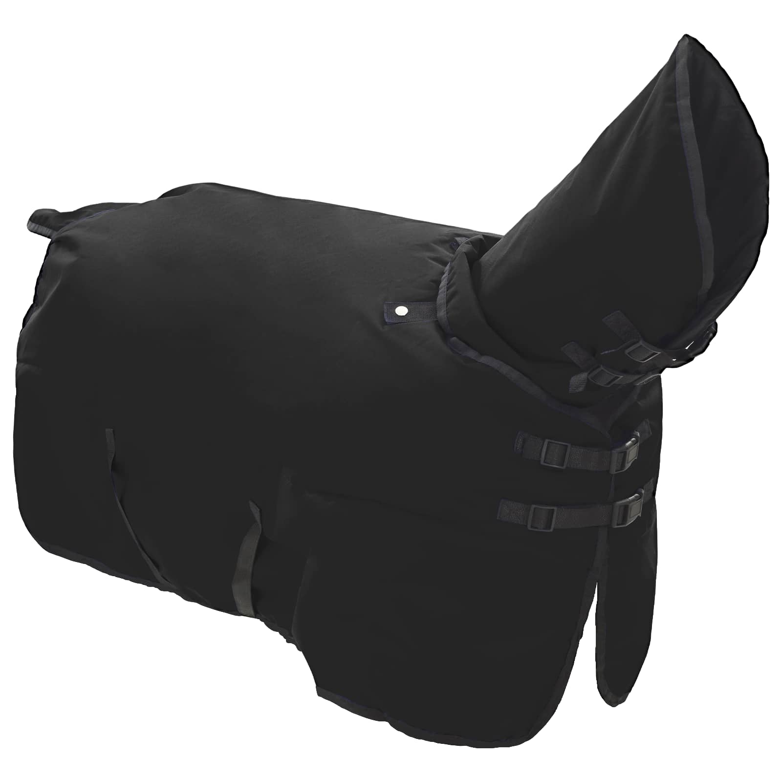 vidaXL Plášť pre kone Úplne čierna 75 cm Polyester-3