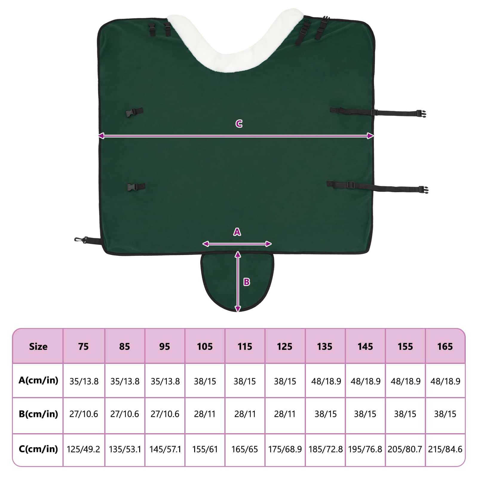 vidaXL Plášť pre kone Plná tmavozelená 75 cm Polárna fleece-9