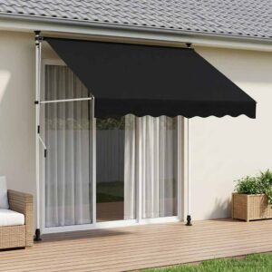 vidaXL Ručná skladacia markíza Čierna 150 cm-1