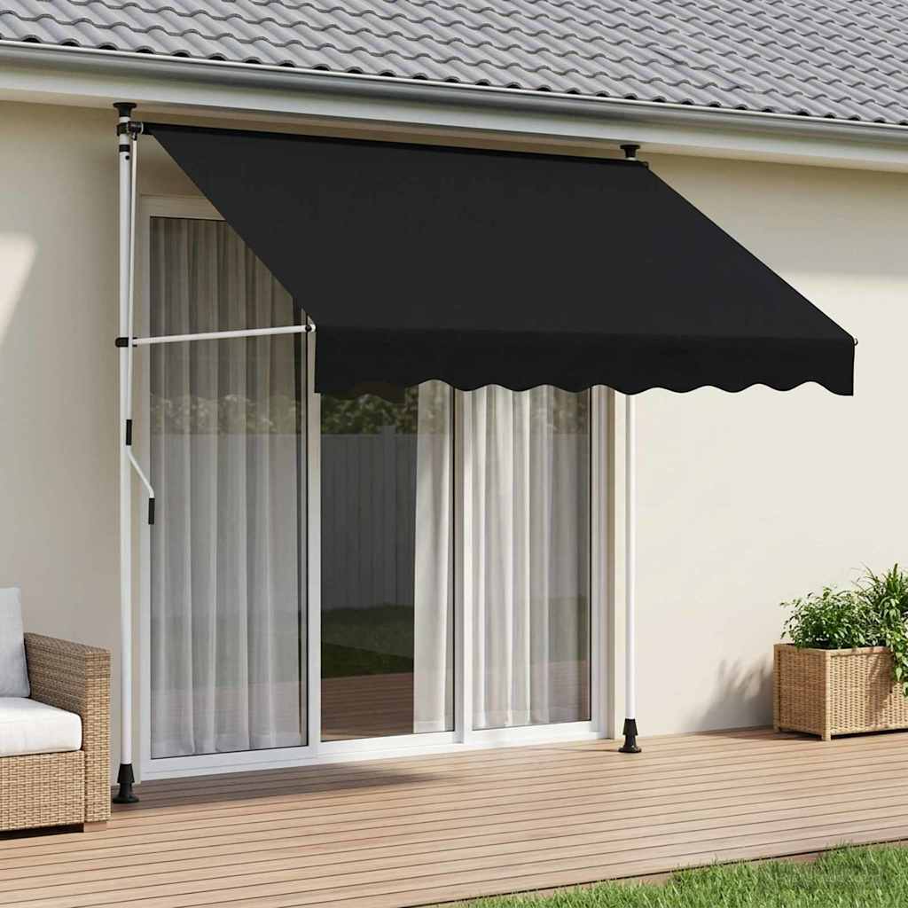 vidaXL Ručná skladacia markíza Čierna 150 cm-1