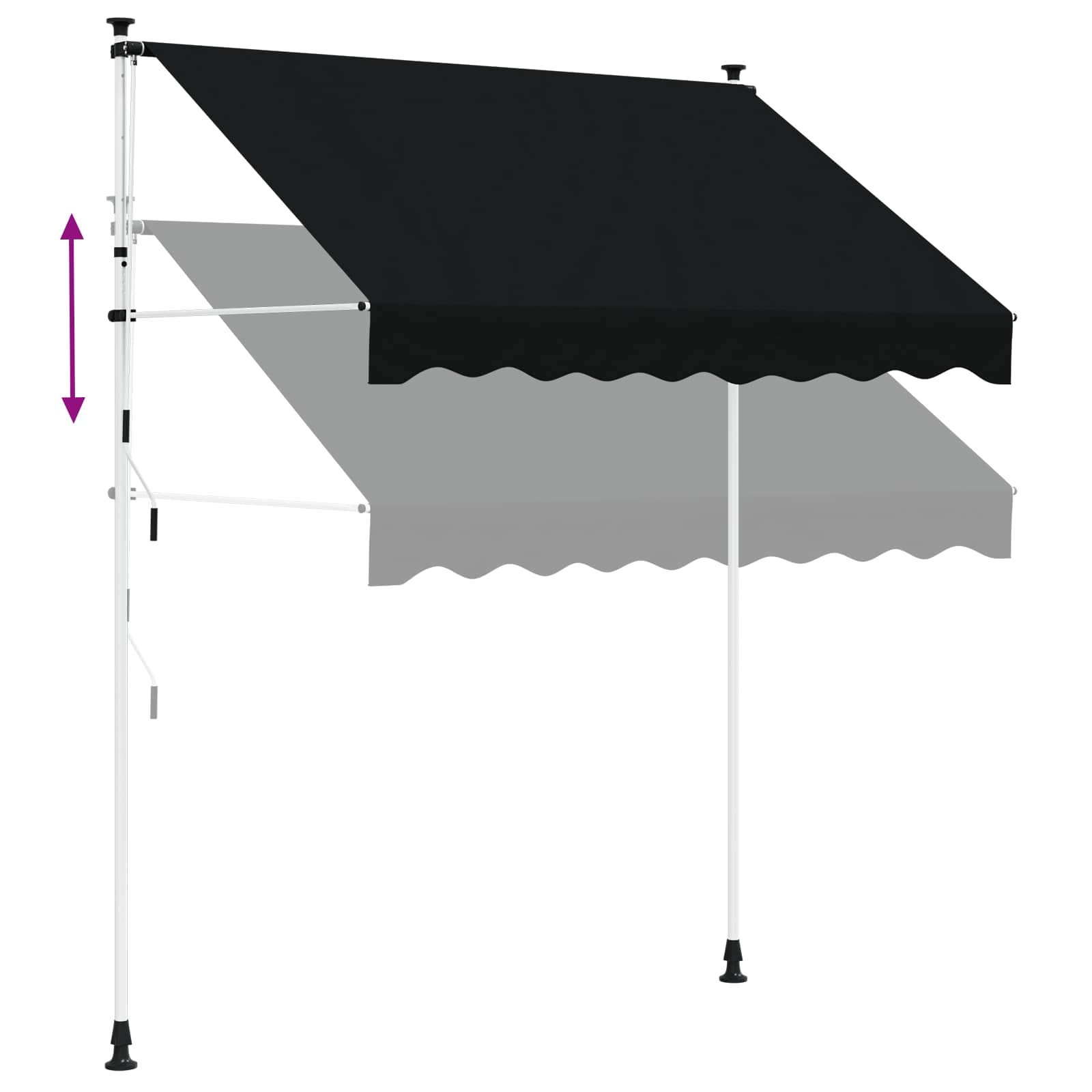 vidaXL Ručná skladacia markíza Čierna 150 cm-7