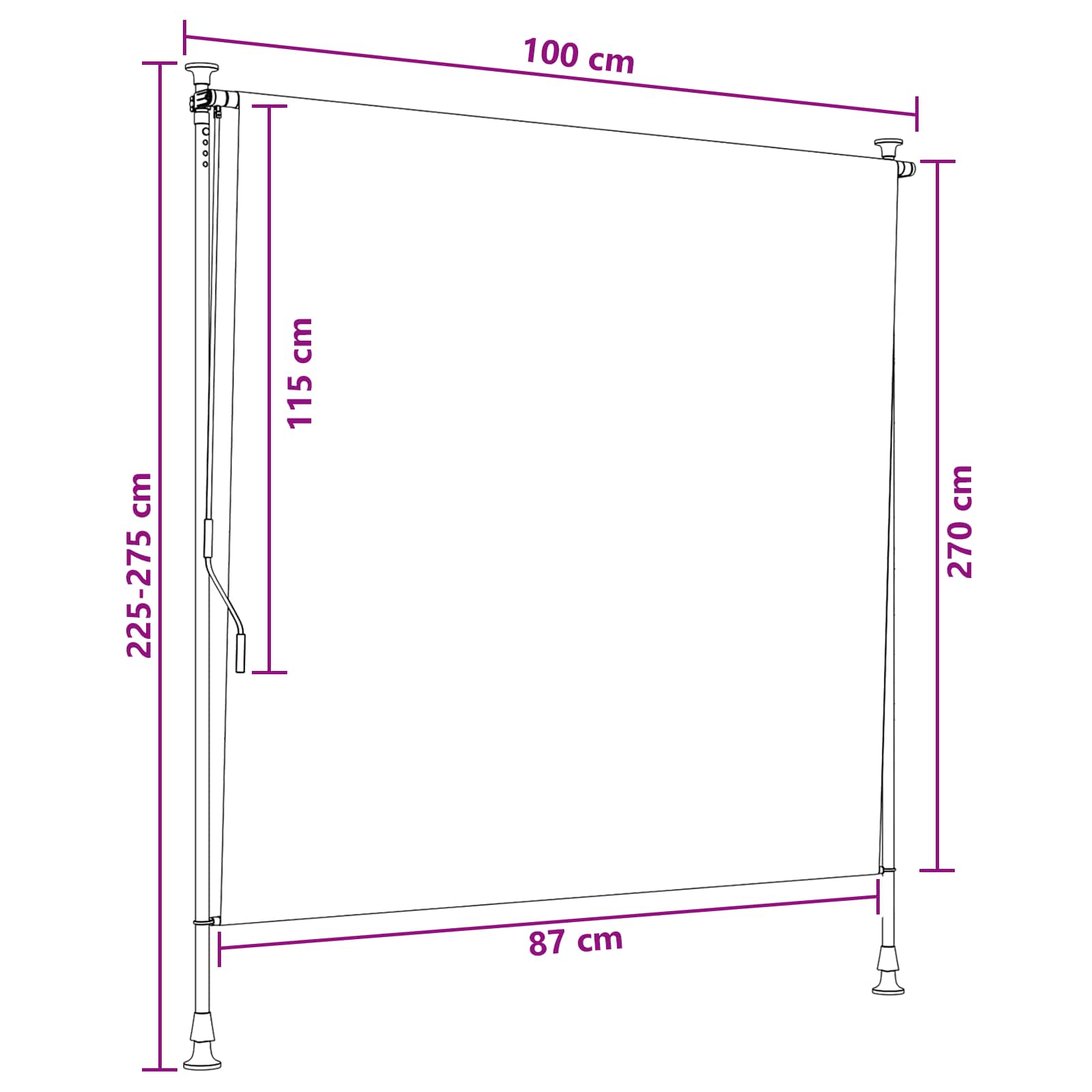 vidaXL Vonkajšia roleta Svetlosivá 100 x 270 cm-7